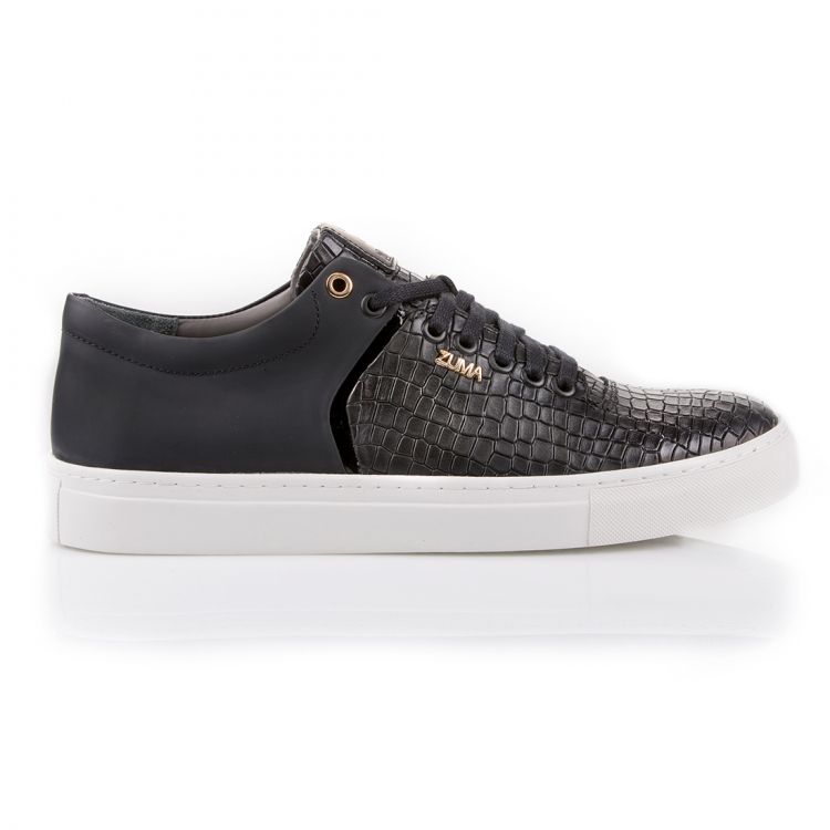 301 BLACK MINI CROCO EMBOSSED LEATHER SNEAKER