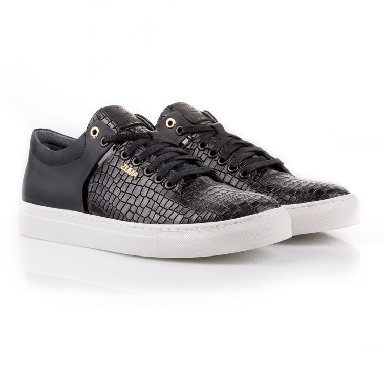 301 BLACK MINI CROCO EMBOSSED LEATHER SNEAKER