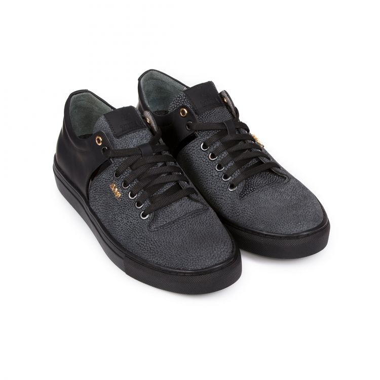 303 Dark Gray And Black Stingray Embossed Leather Sneaker
