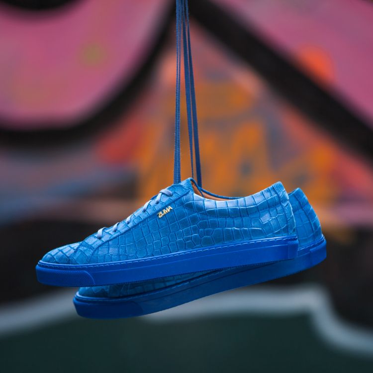 104 BLUE CROCO EMBOSSED LEATHER SNEAKER Galeri Resmi 2