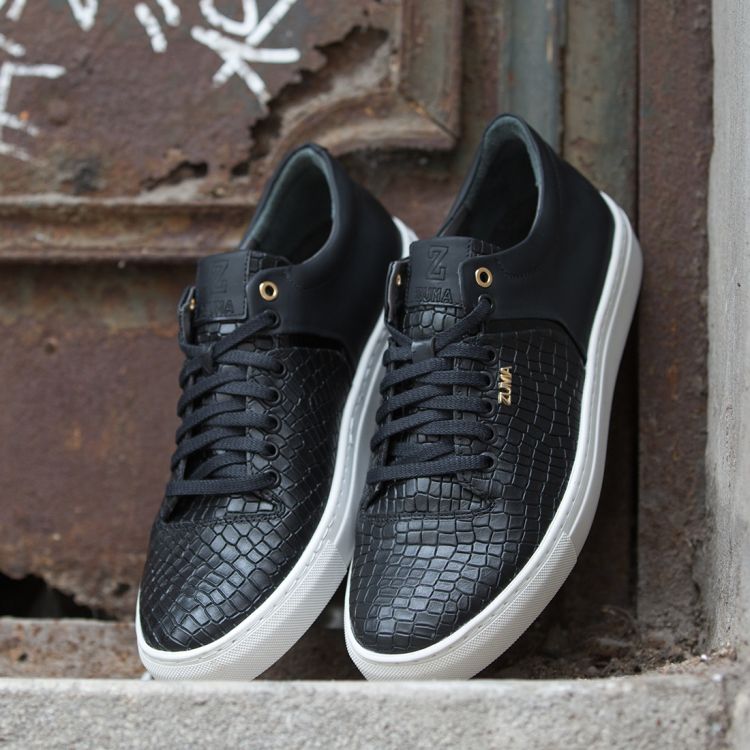 301 BLACK MINI CROCO EMBOSSED LEATHER SNEAKER Galeri Resmi 1