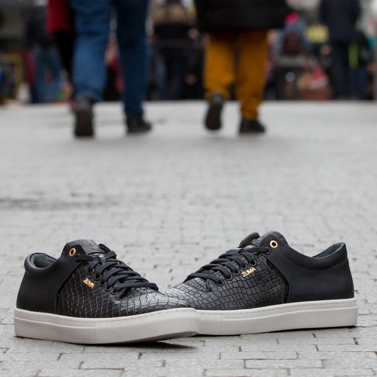 301 BLACK MINI CROCO EMBOSSED LEATHER SNEAKER Galeri Resmi 2
