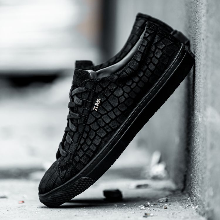 New 106 Black Croco Embossed Leather Sneaker Galeri Resmi 3