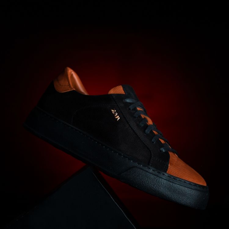 MAX 01 MUSTARD HALF EMBOSSED LEATHER SNEAKER Galeri Resmi 1