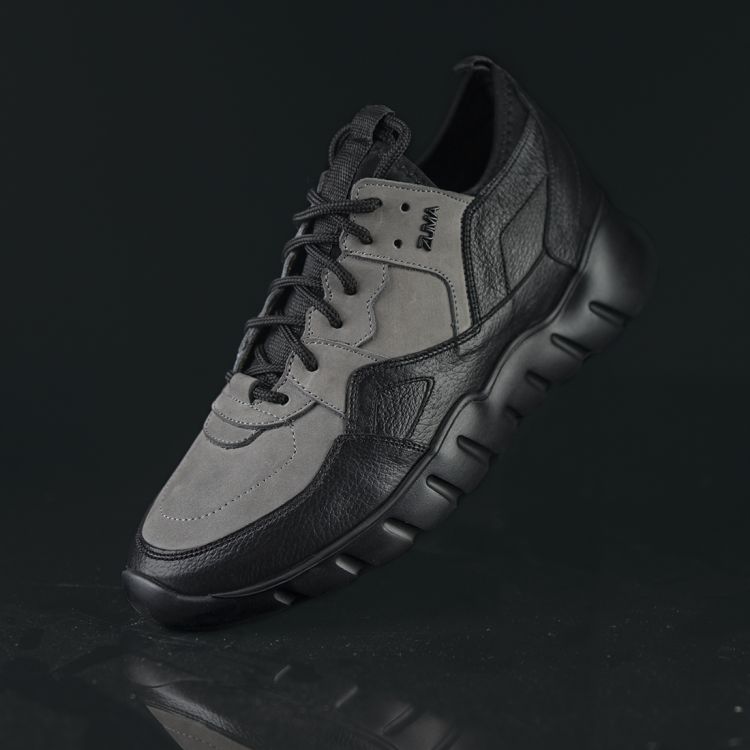 Flex 03 Black and Gray Leather Sneaker Galeri Resmi 2