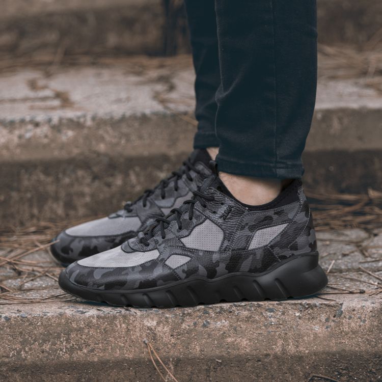 Flex 04 Black Camouflage Embossed Leather Sneaker Galeri Resmi 1