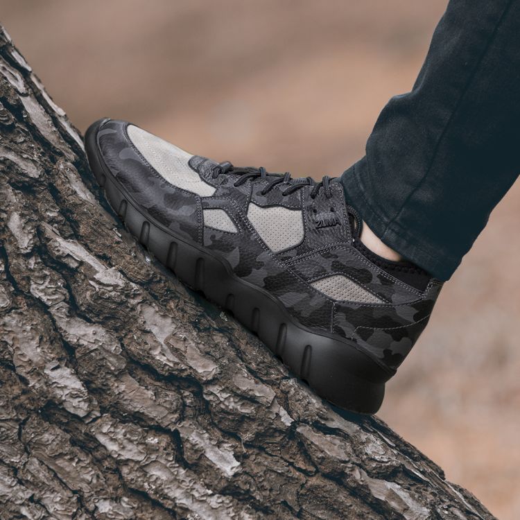 Flex 04 Black Camouflage Embossed Leather Sneaker Galeri Resmi 3