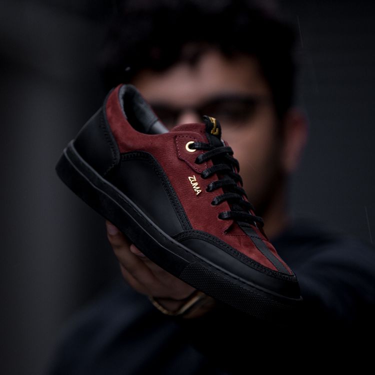 PRIME 04 BRICK RED & BLACK LEATHER SNEAKER Galeri Resmi 1